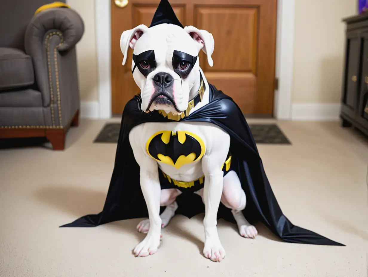 Courageous-White-Boxer-Pup-in-a-Batman-Outfit