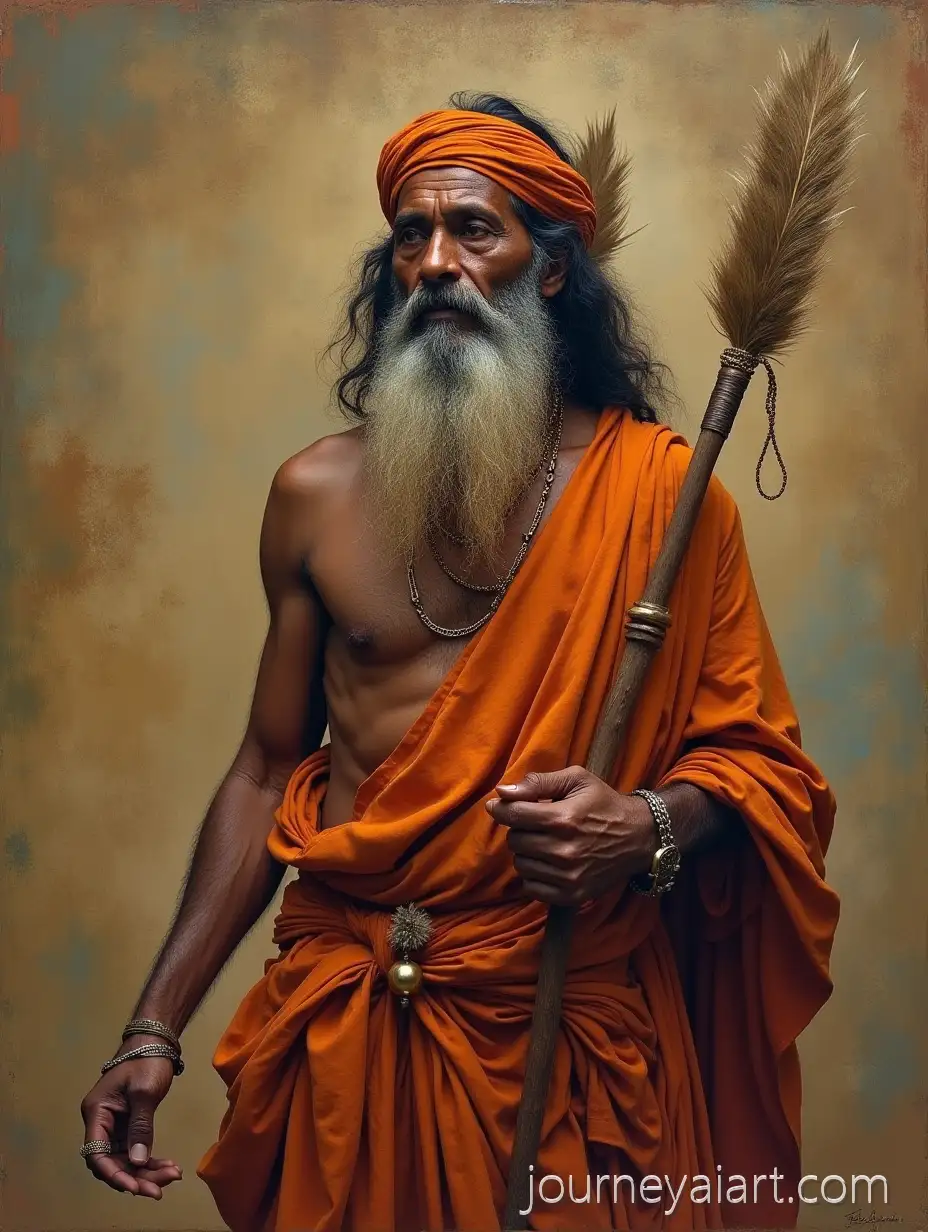 Indian-Yogi-Sadhu-in-Spiritual-Pose-with-Sacred-Symbols