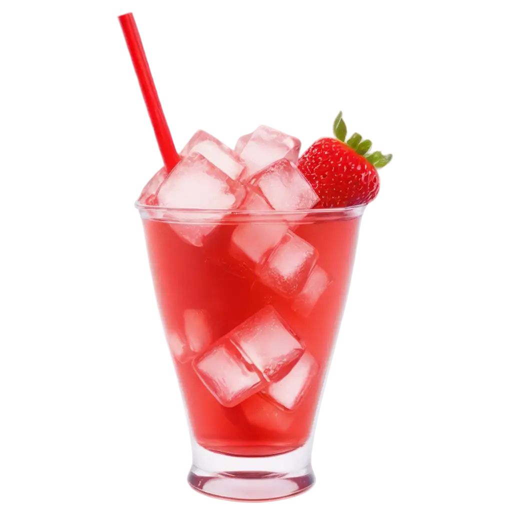 Vibrant-PNG-Image-of-a-Refreshing-Cup-with-Strawberry-Soda-and-Ice-Cubes