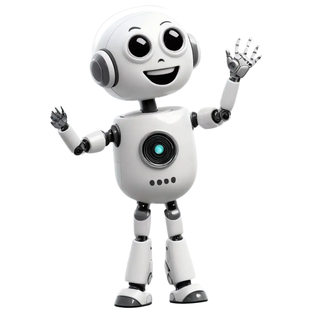 Talking-Robot-Smile-Waving-PNG-Image-Simple-Art-Illustration