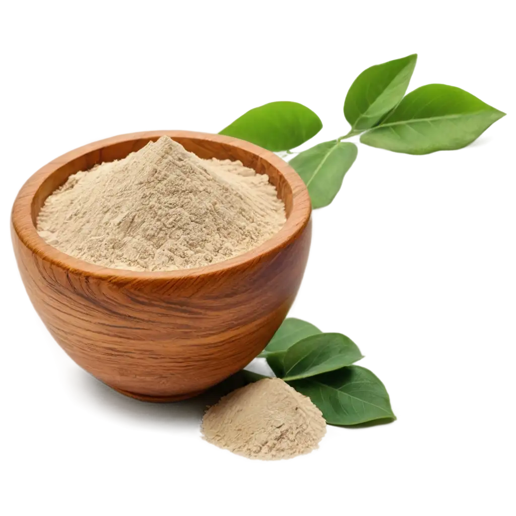 MultPNG-Image-Usage-Scenariosani-Mitti-Powder-in-Wooden-Bowl-with-Organic-White-Mitti-Crusher-PNG-Image-for-Natural-Skincare-and-Organic-Beauty-Enthusiasts