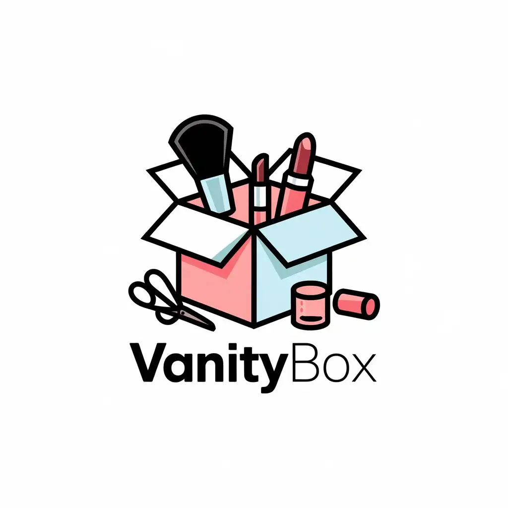 LOGO Design for Vanitybox Elegant Text with Cosmetic Products and Beauty Elements