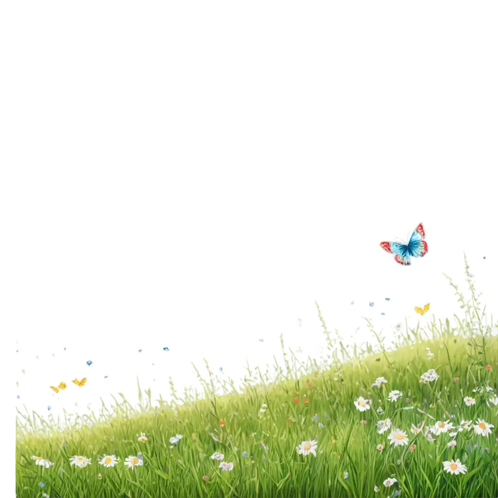 Vibrant-PNG-Image-Sunny-Spring-Meadow-with-Grass-Flowers-Butterflies-and-Dragonflies