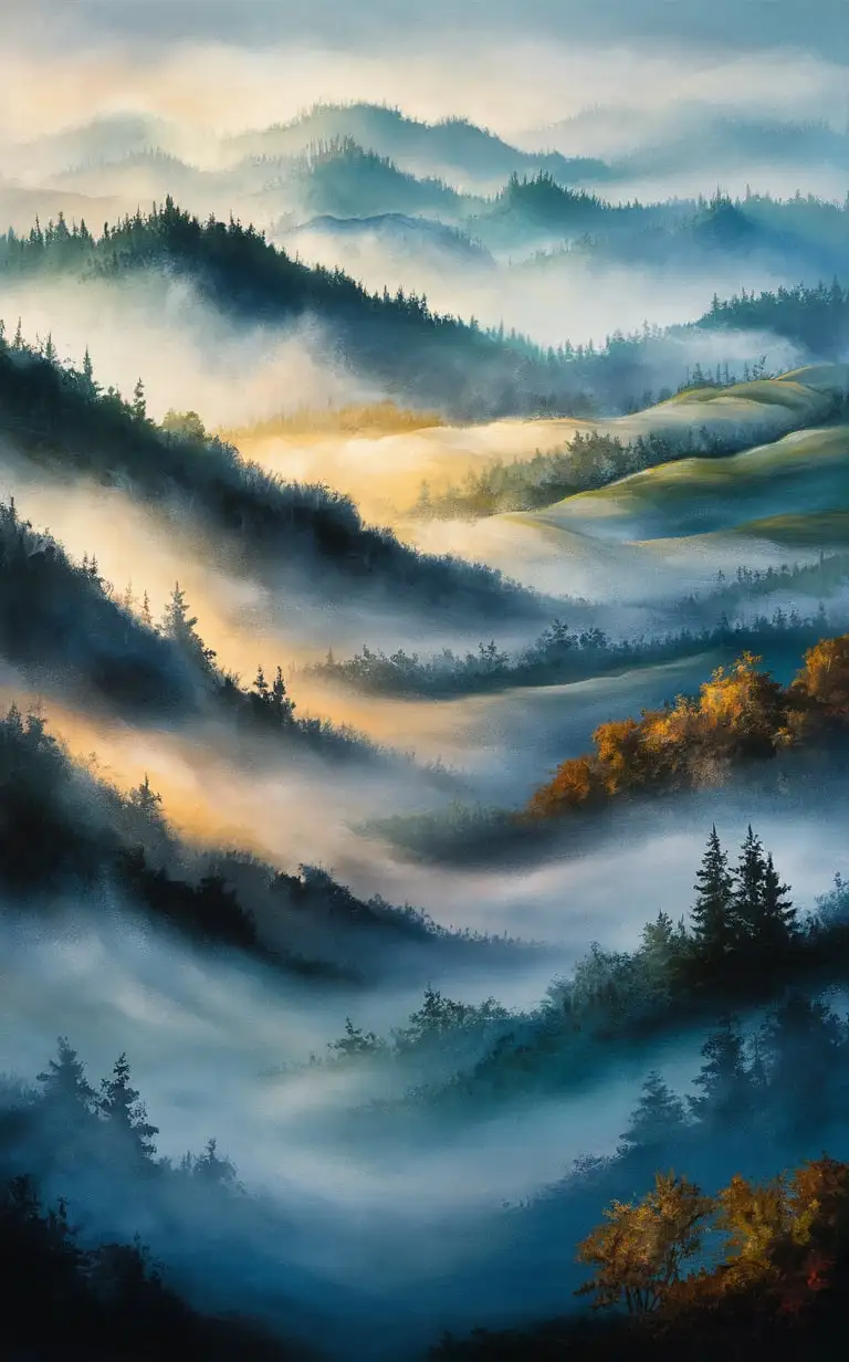 Tranquil Misty Mountain Landscape