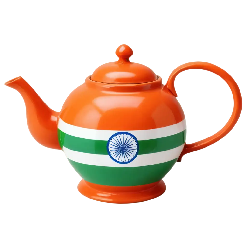 Vibrant-PNG-Image-of-a-Tea-Pot-Coated-with-the-Indian-Flag-for-Cultural-Celebrations