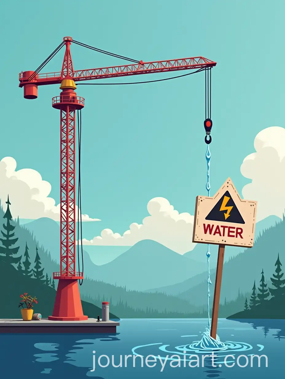 Water-Conservation-Message-with-Cartoon-Water-Drops-and-Crane