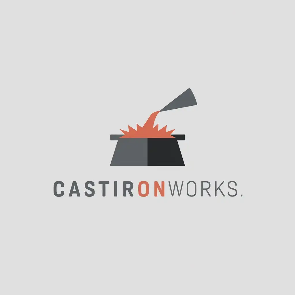 LOGO Design for CastIronWorks Minimalist Molten Iron Theme with Bold Industrial Font