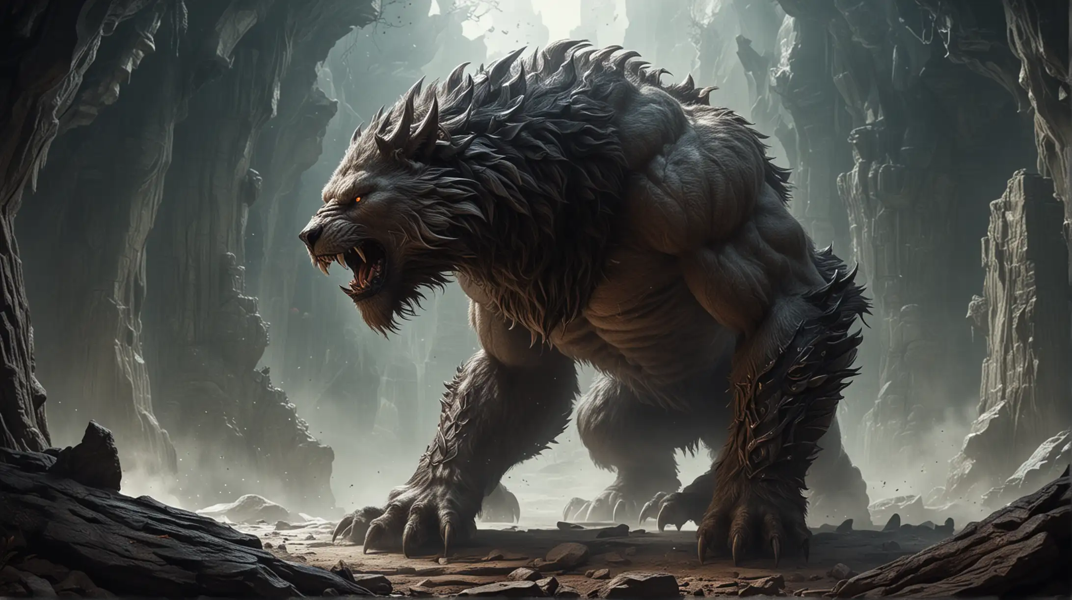 Fantasy Beast Ready to Strike with Powerful Claws