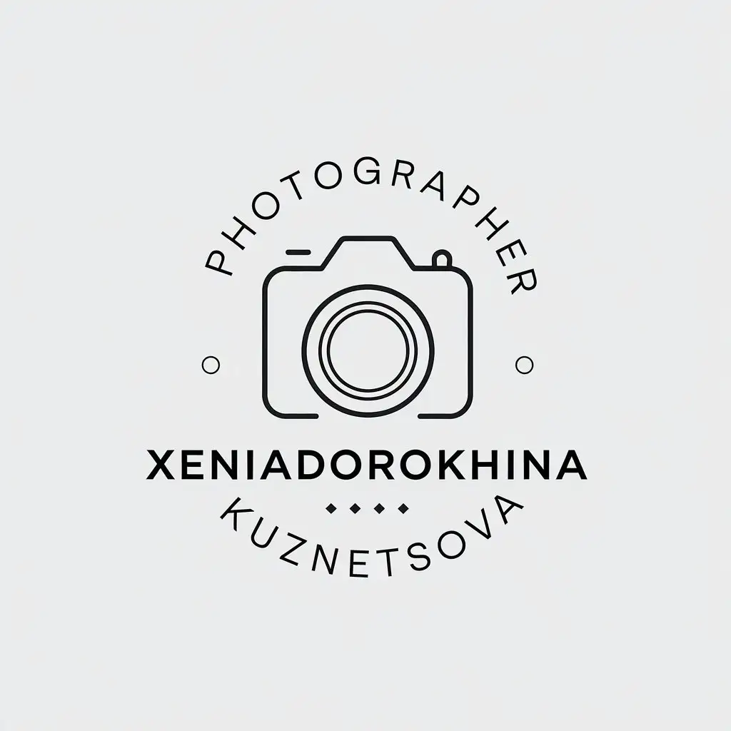 LOGO-Design-for-Photographer-Xenia-Dorokhina-Kuznetsova-Minimalist-Camera-Icon-on-Clear-Background