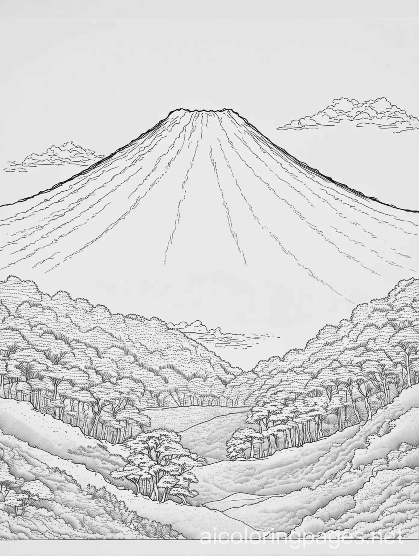 Mount-Fuji-Coloring-Page-Black-and-White-Line-Art-for-Kids