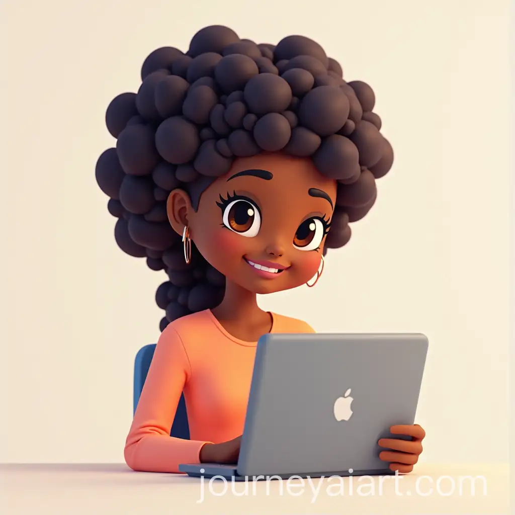 3D-Illustrated-Girl-with-Dusky-Skin-Working-on-Laptop-in-a-Colorful-Setting