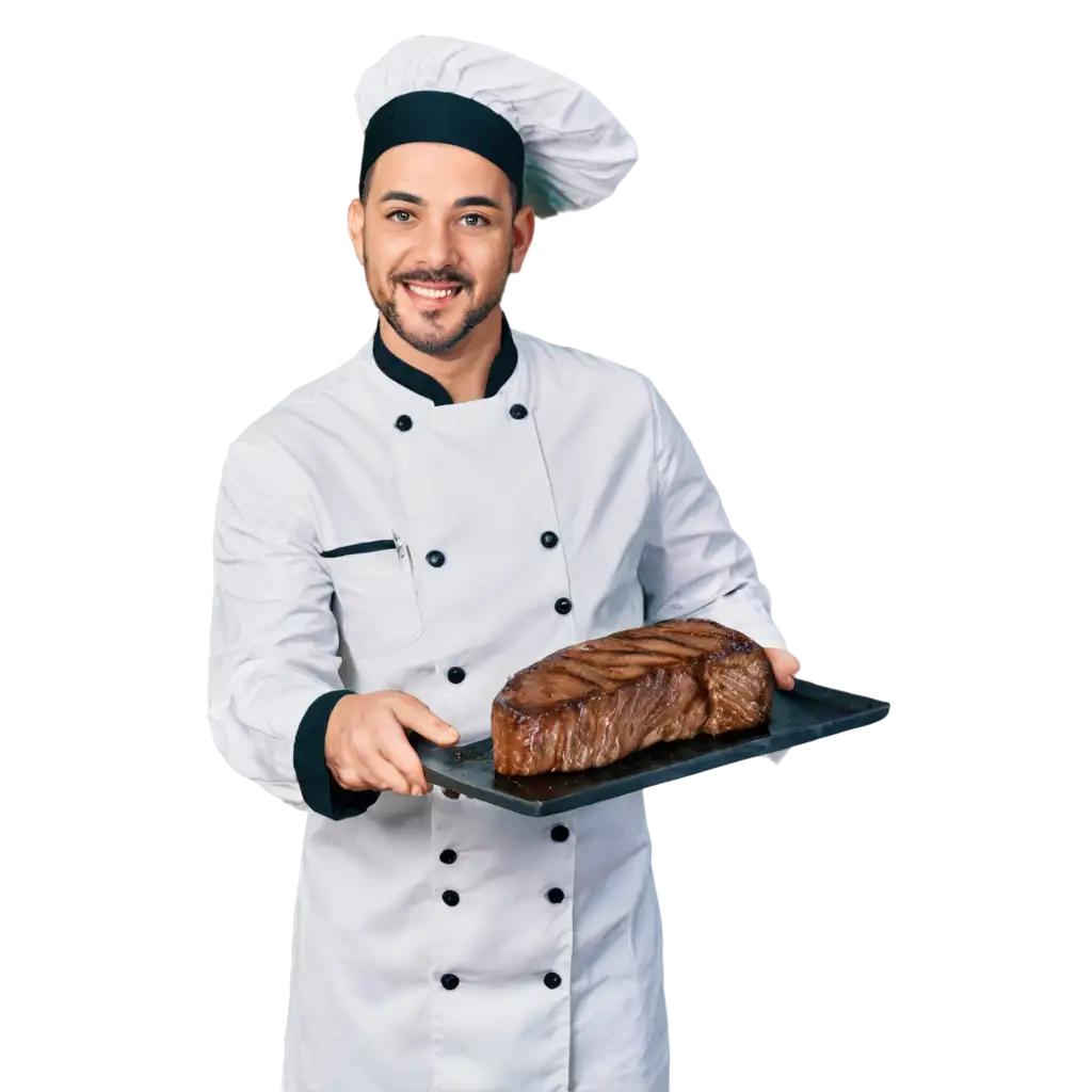 chef is serving steak