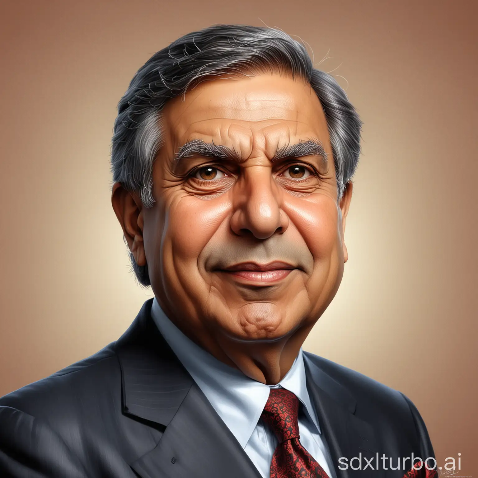 Ratan tata, digital art caricature in the style of pop surrealism, vector illustration, high resolution, high quality, high detail, hyper realistic, hyper detailed, ultra realism, high dynamic range, high contrast, high color film grain.