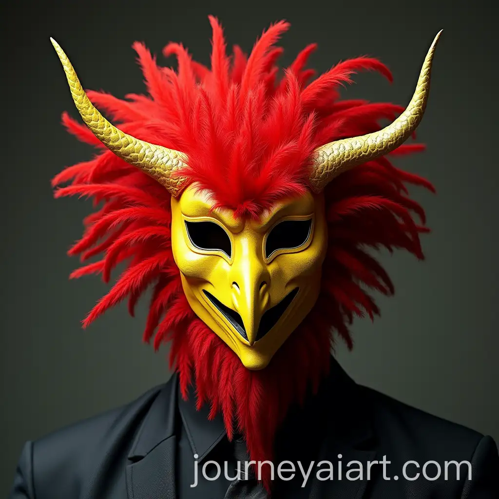 Person-Wearing-a-Red-Mask-with-Feathers-and-Horns-Hiding-Emotions-and-Vulnerability