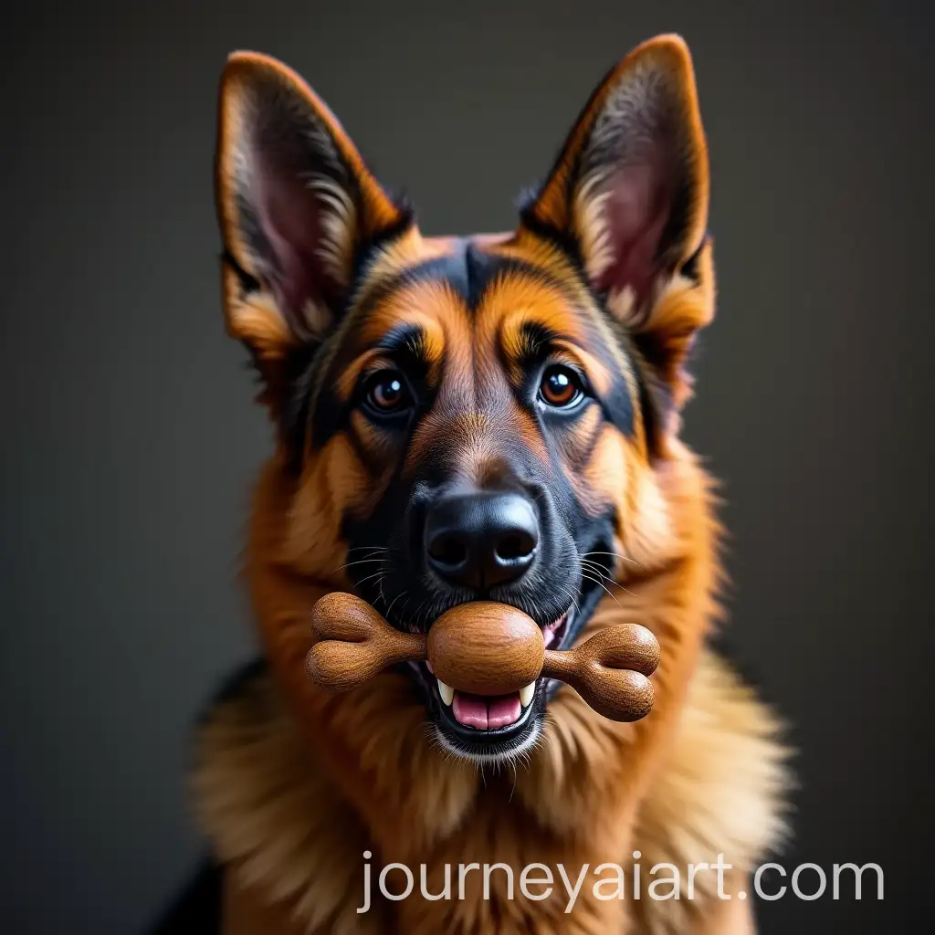 German-Shepherd-Dog-Holding-Baby-Dummy-in-Mouth-Photorealism