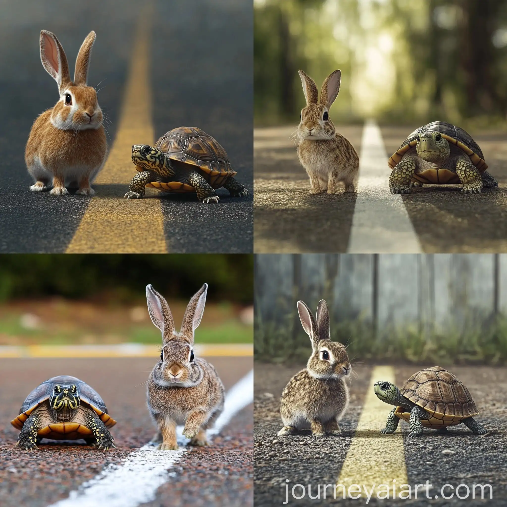 Rabbit-and-Turtle-at-the-Starting-Line-of-a-Classic-Race