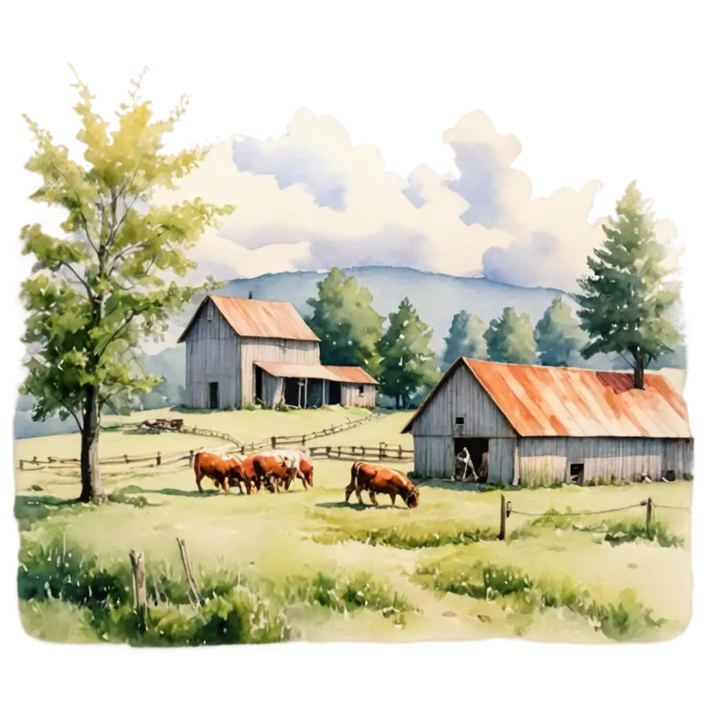 Milk-Farm-on-the-Meadow-PNG-Image-Watercolor-Art-for-Farm-and-Rural-Themes