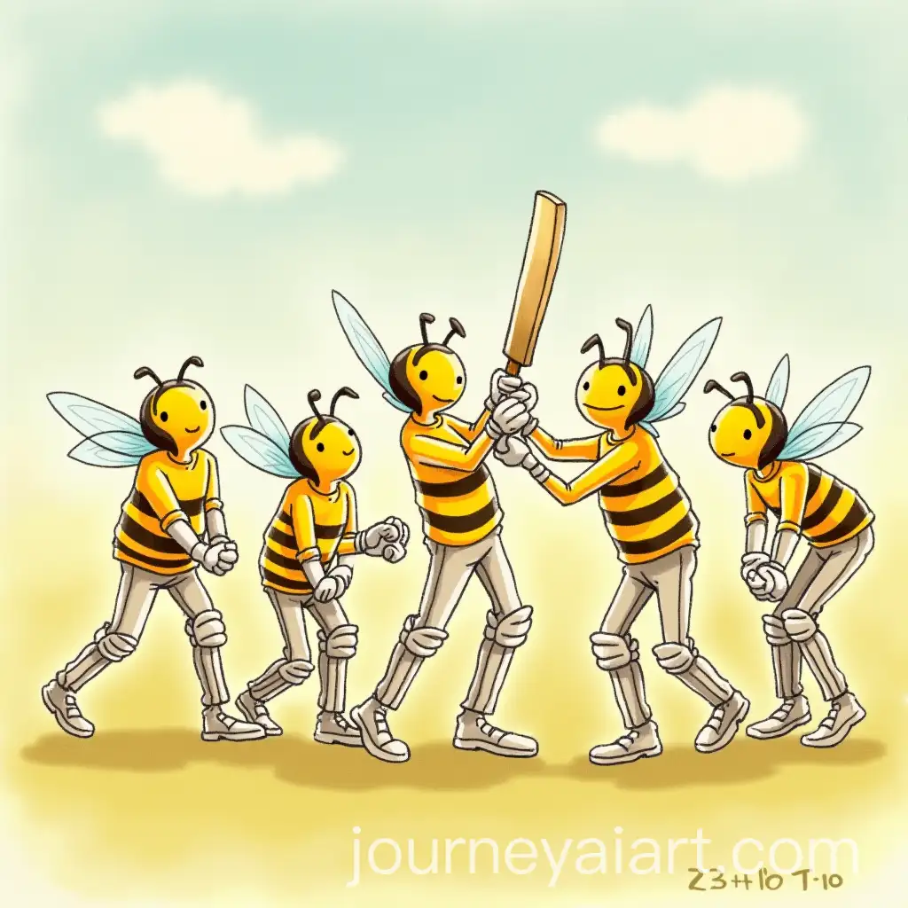 Honey-Bees-Playing-Cricket-Together