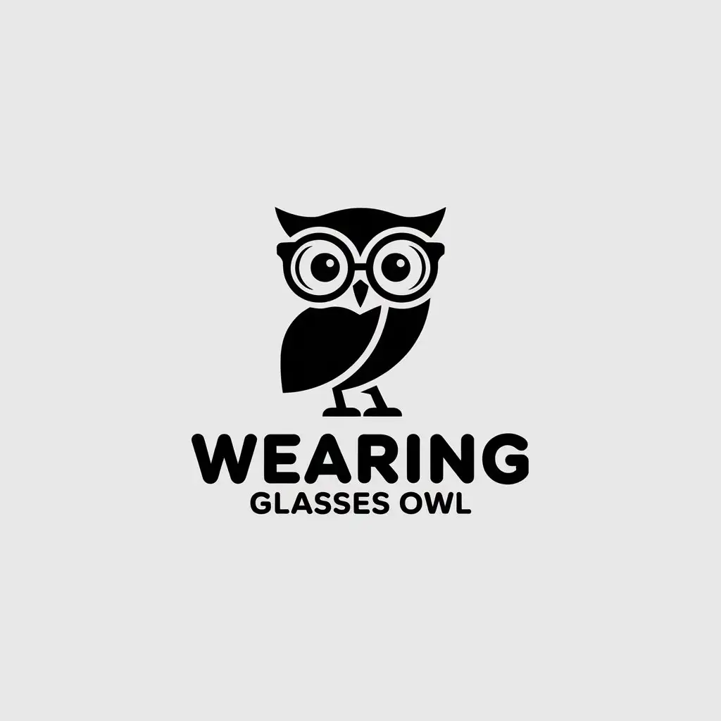 LOGO Design for Wearing Glasses Owl Minimalistic Owl with Glasses for Education Industry