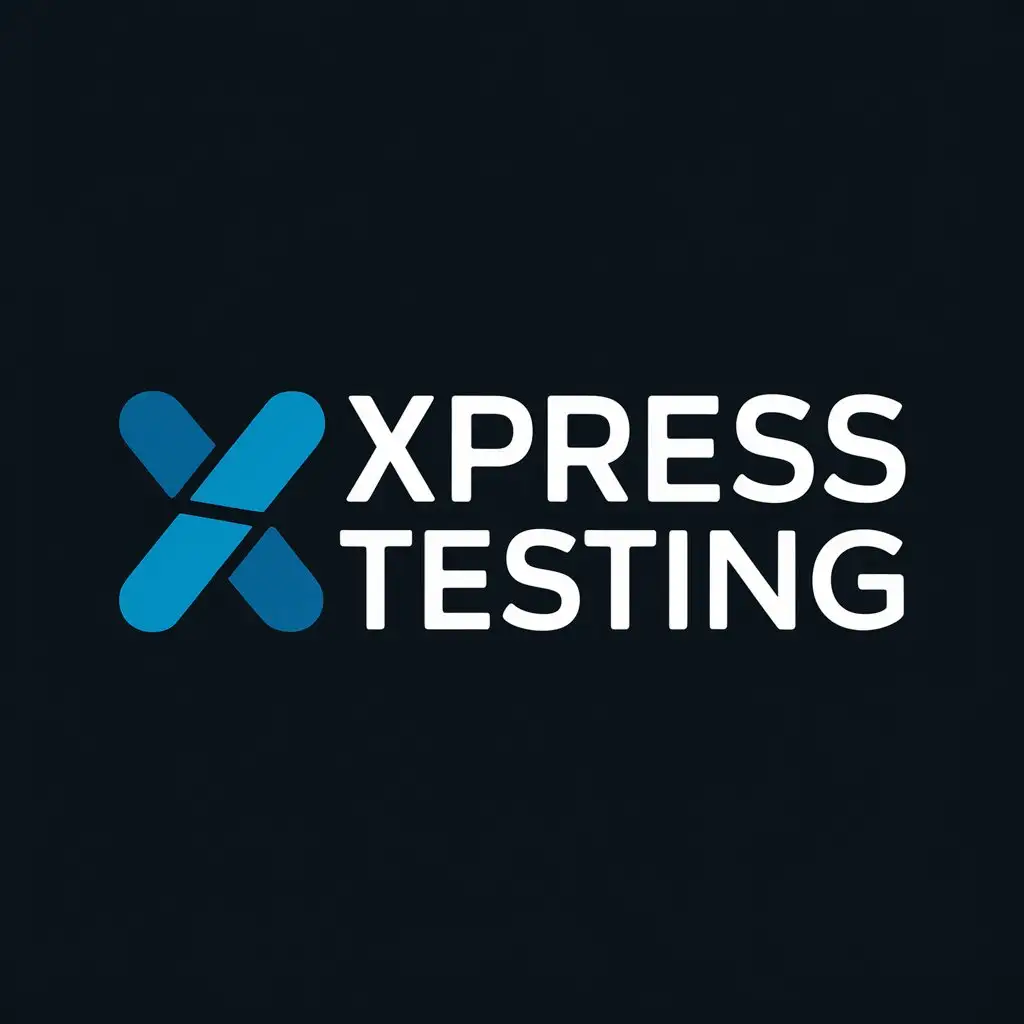 LOGO Design For Xpress Testing Modern Minimalist Healthcare Theme in Blue White on Black Background