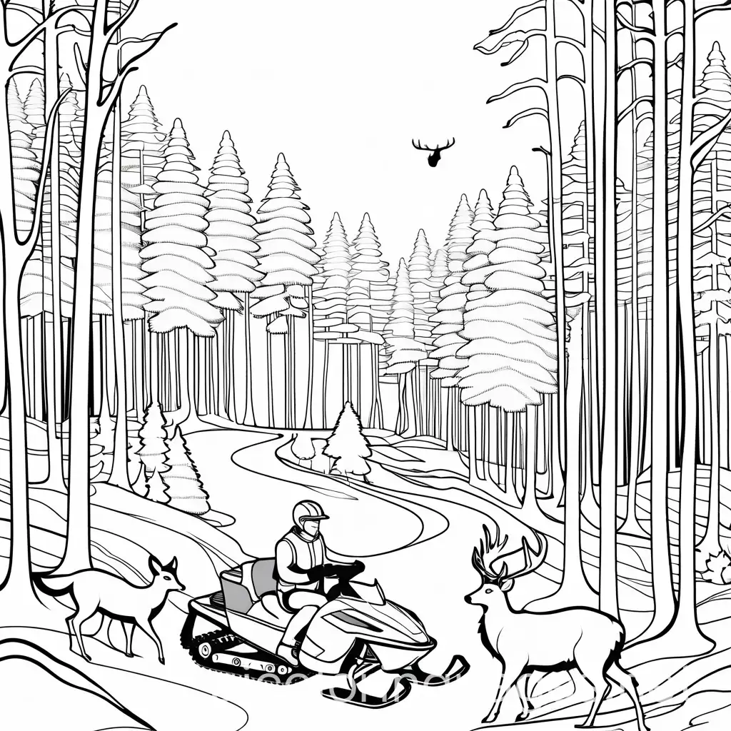 Winter-Wildlife-Coloring-Page-with-Snowmobile-and-Forest-Animals