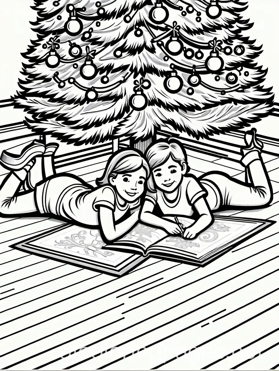 Children-Coloring-Christmas-Scene-with-Crayons