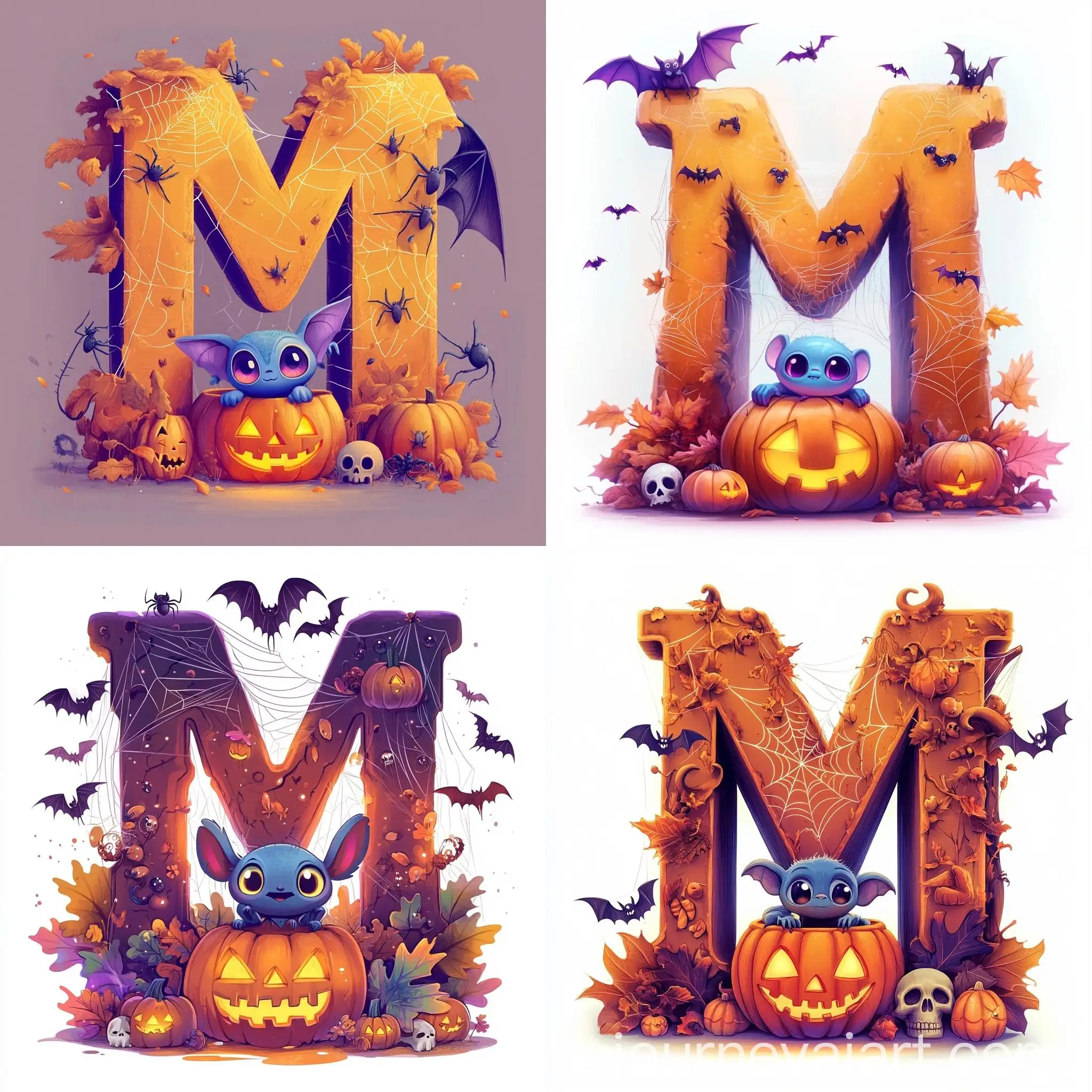 Whimsical-Halloween-Letter-M-with-Alien-and-Pumpkin
