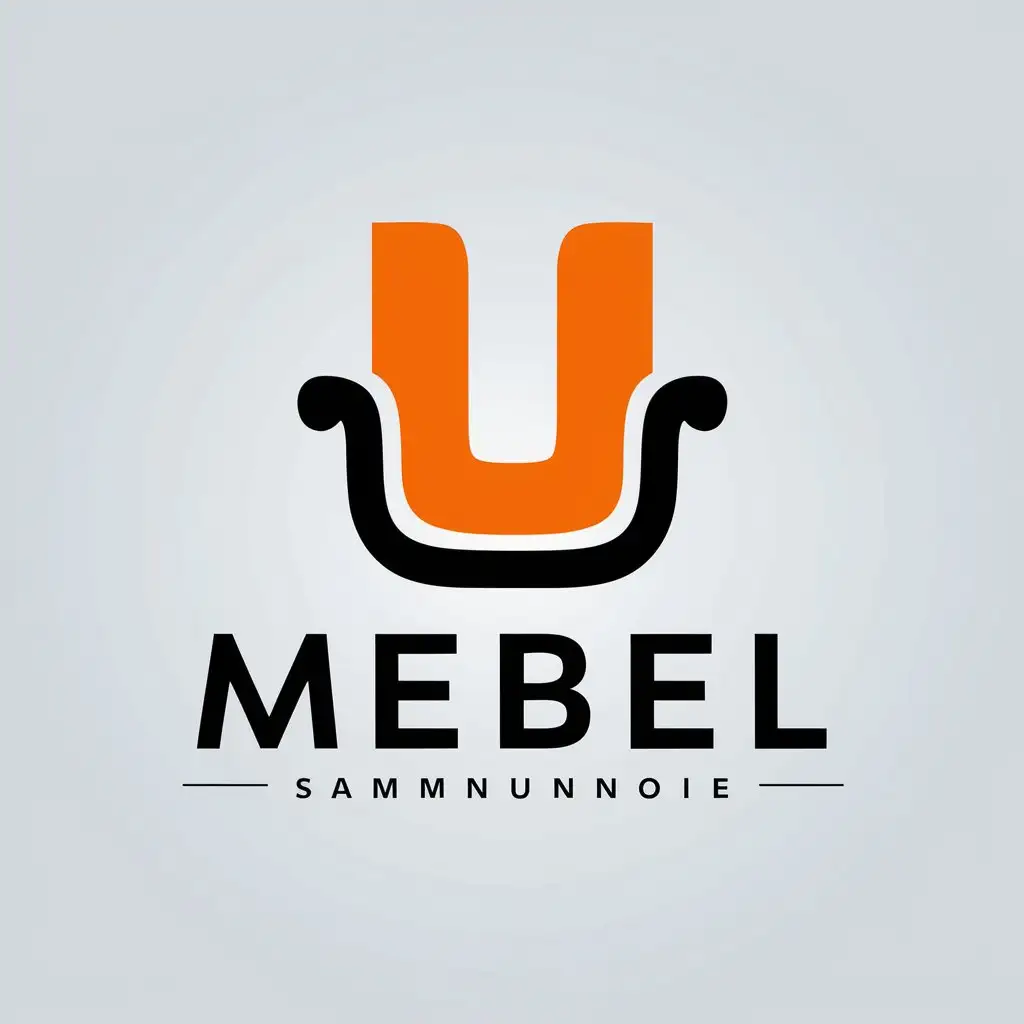 a vector logo design,with the text "Mebel", main symbol:armchair. the front and armrests are highlighted and in the shape of the letter "U",Moderate,be used in furniture industry,clear background