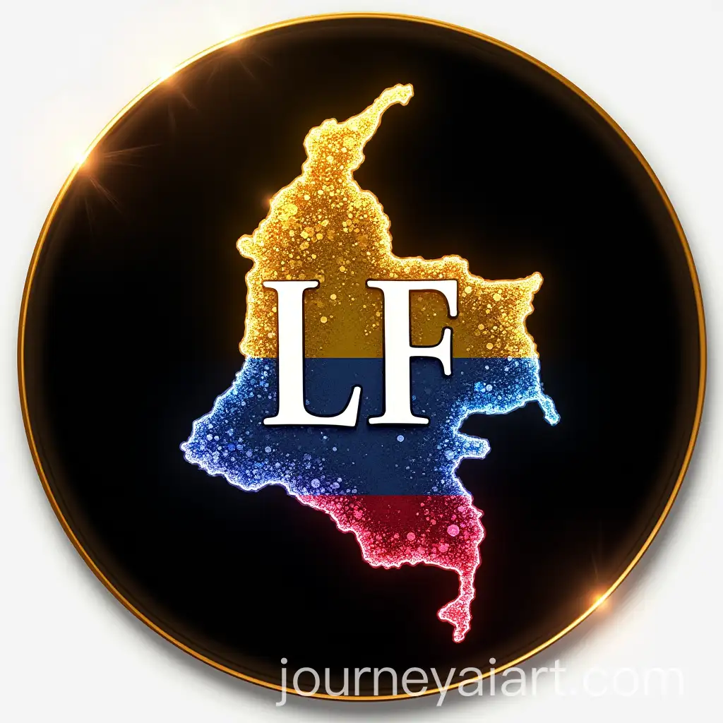 Crystal-Map-of-Colombia-Logo-with-LF-Letters-and-Golden-Edge