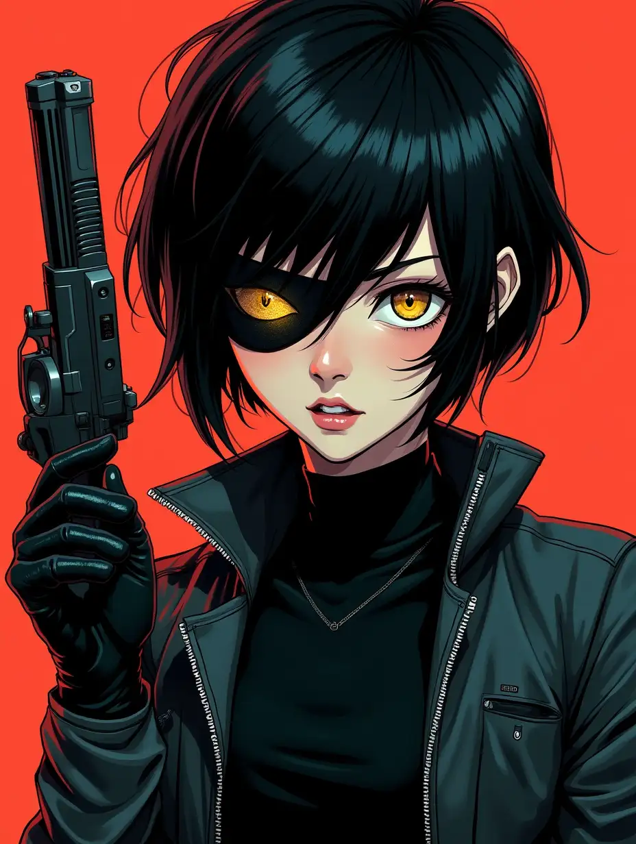 Short hair, russian female thief, yellow eyes with cats pupils, skintight bodyglove, cyberpunk, comicbook style