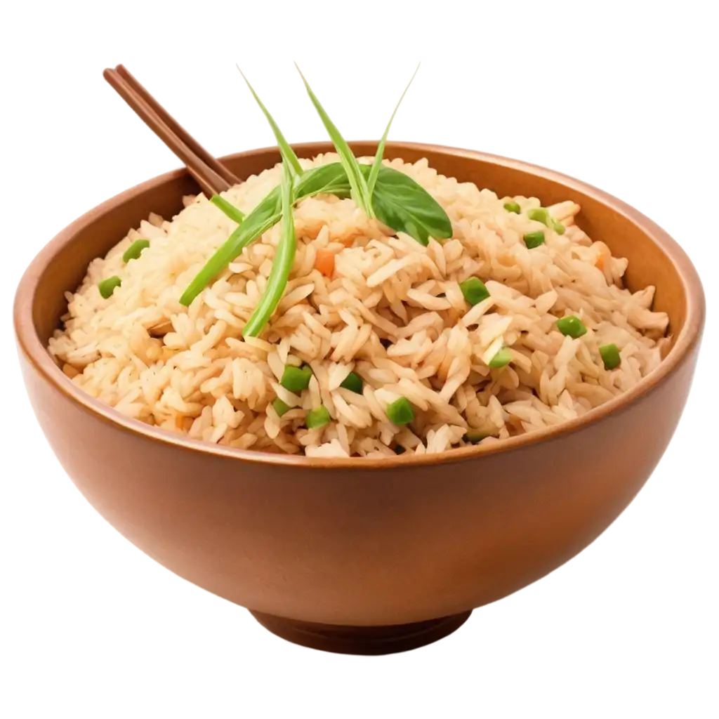 Top-View-Fried-Rice-Bowl-PNG-Image-in-Brown-Color-for-Various-Creative-Uses