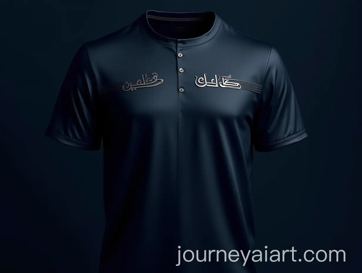 Luxury-BusinessCasual-DeepNavy-Satin-TShirt-with-Lupin-Logo-and-Metallic-Details