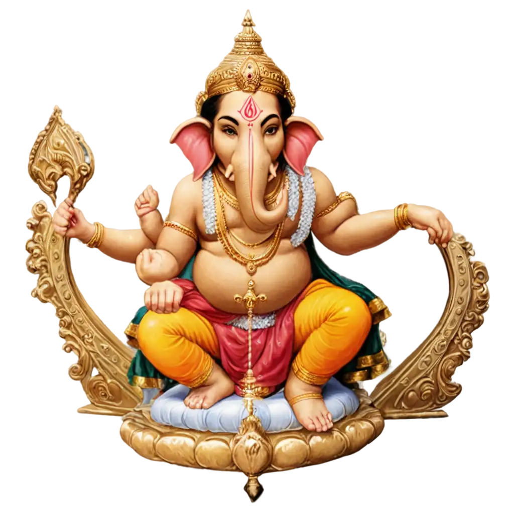 Ganapati-Bappa-Sitting-on-Sihasan-PNG-Image-Divine-Serenity-Captured