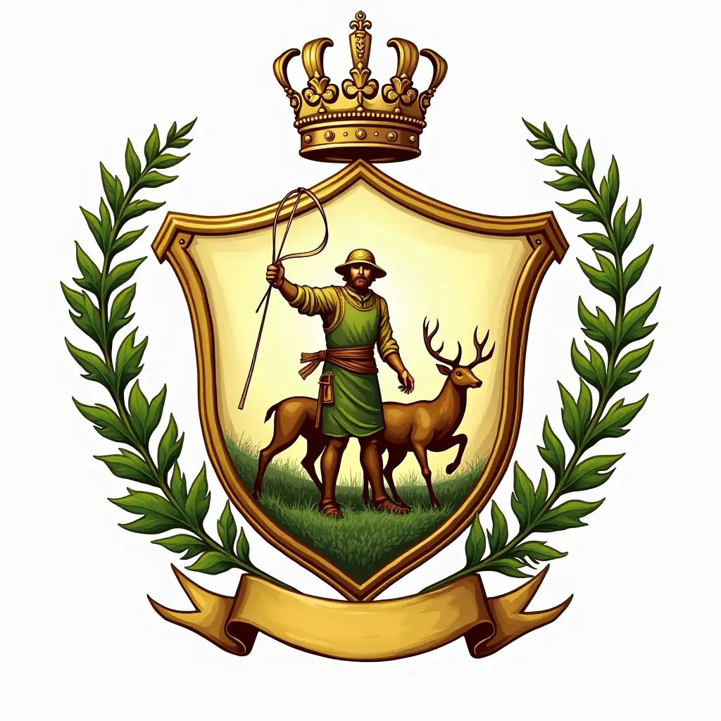 Gilded-Shield-with-Hunter-Lasso-and-Deer-in-Green-Hop-Wreaths