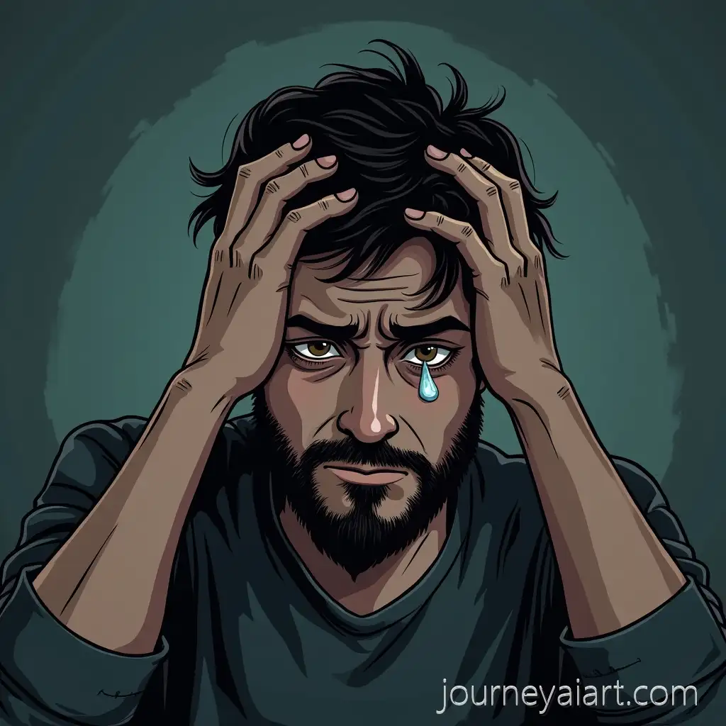 Man-inDistressed-man-in-dark-style-Distress-Struggling-with-Mental-Strain-in-Dark-Comic-Style