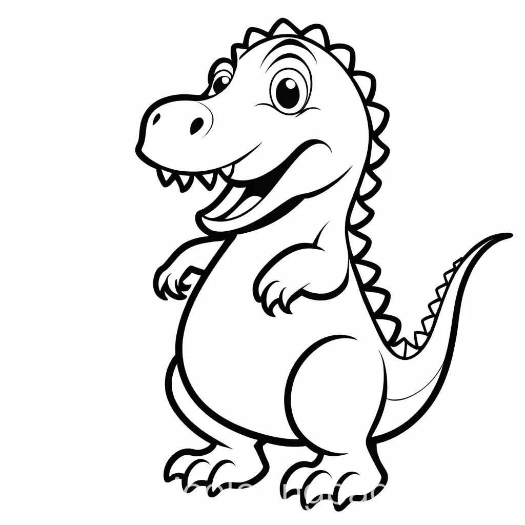 Dinosaur-Coloring-Page-Black-and-White-Simple-Line-Art-for-Kids