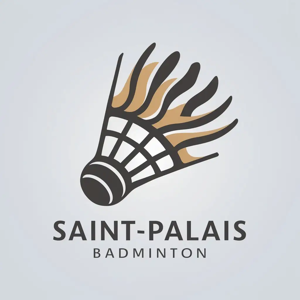 LOGO Design for SaintPalais Badminton Wavy Line Representing Sea Dynamic Shuttlecock Sand and Sky Colors with Clear Background