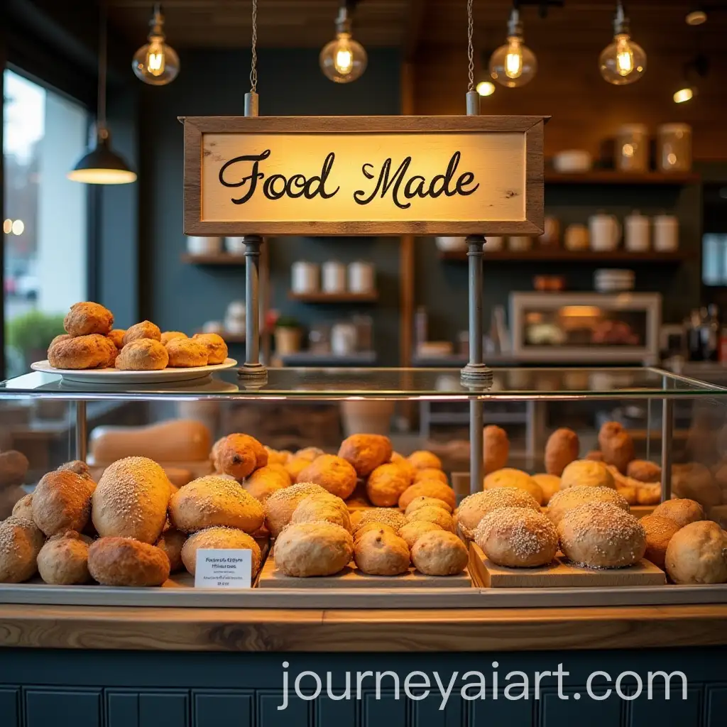 Display-of-ReadyMade-Food-Under-Glass-with-Sign-on-Brackets