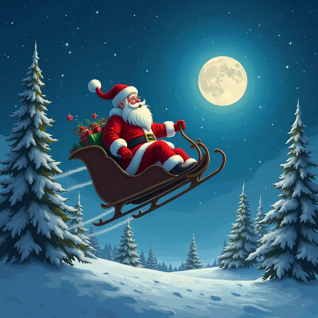 santa sleign in sky