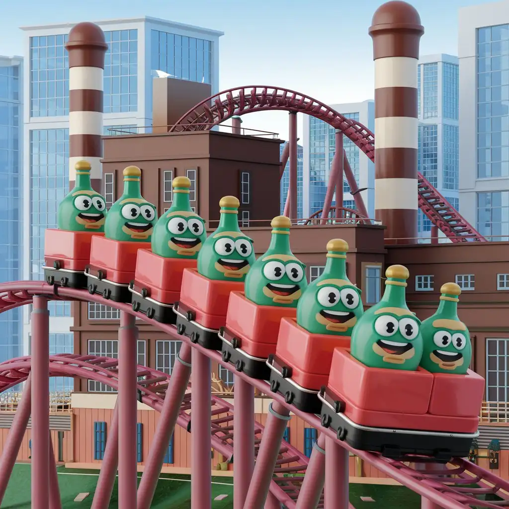 Cartoon-Bottles-Enjoying-Roller-Coaster-Ride-at-Chocolate-Factory