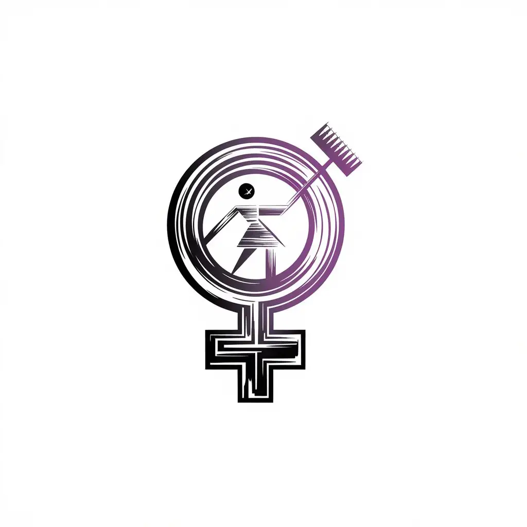 LOGO Design for Black and White High Contrast with Purple Gradient Gender Equality Minimal Lines and Geometric Proportions