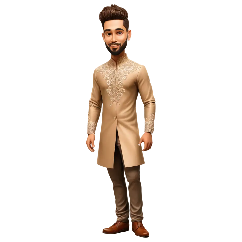 Elegant-Mehndi-Caricature-Groom-Standing-HighQuality-PNG-for-Versatile-Use