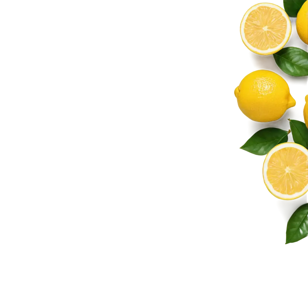 HighResolution-PNG-Image-of-Bright-Yellow-Lemons-with-Green-Leaves-Realistic-Citrus-Fruit-Photography