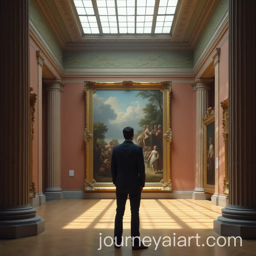 Man-Admiring-Giant-Museum-Painting