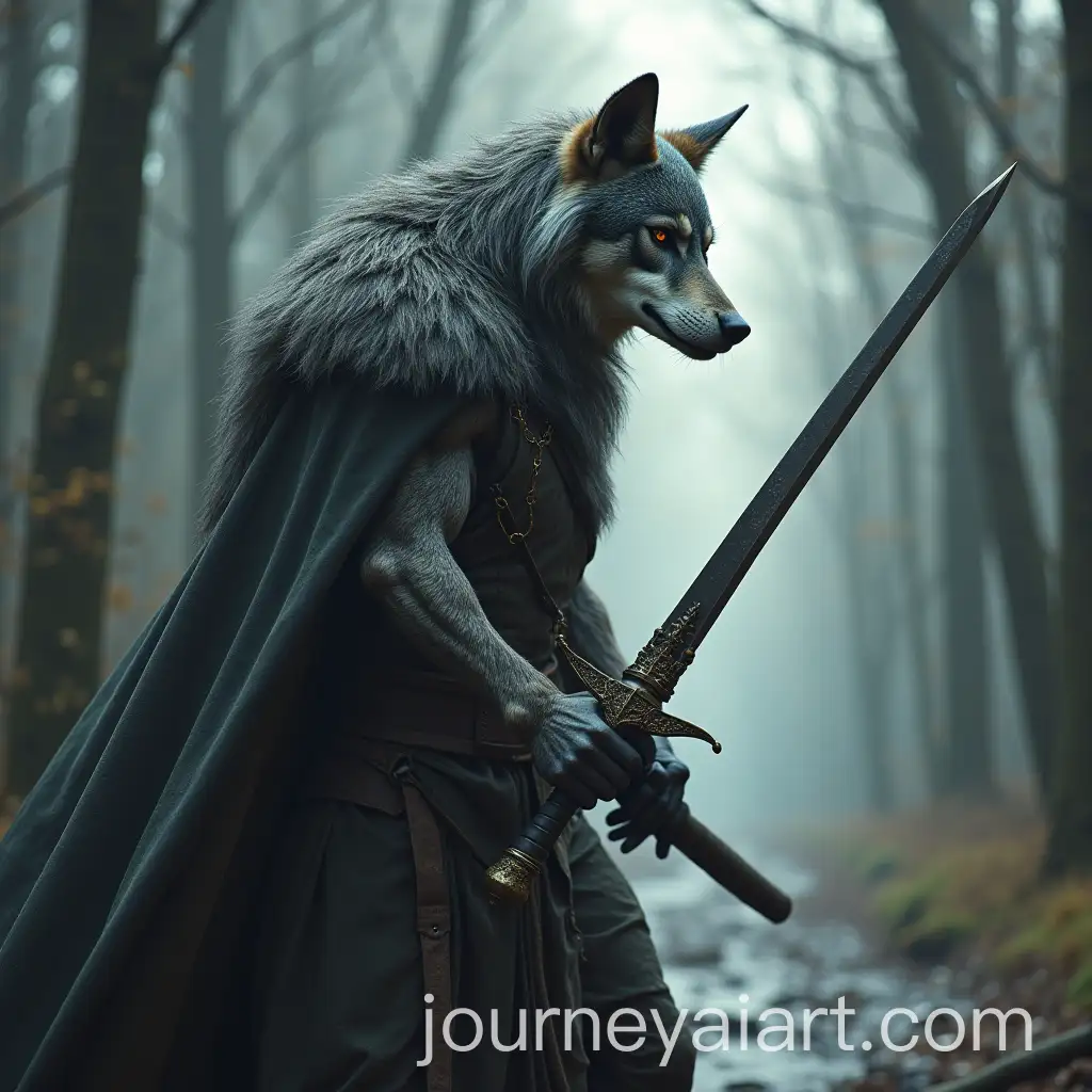 Humanoid-Wolf-Warrior-Brandishing-a-Sword-in-a-Dynamic-Landscape