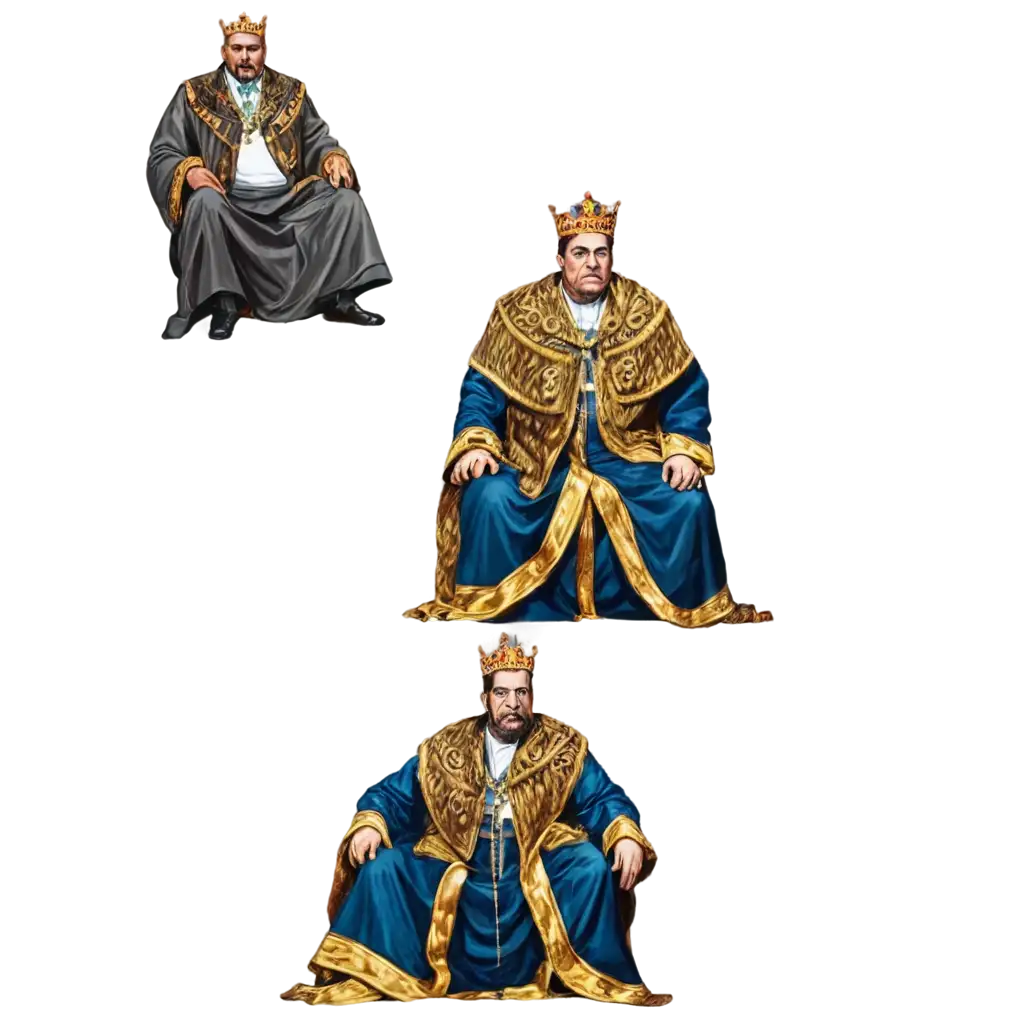 Cartoon-PNG-of-a-King-and-Ministers-in-Vintage-Attire-for-Creative-Projects