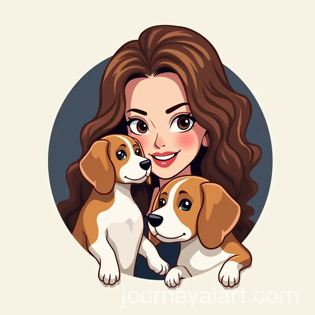 Professional-Dog-Trainer-Logo-Featuring-Woman-with-Curly-Hair-and-Beagle