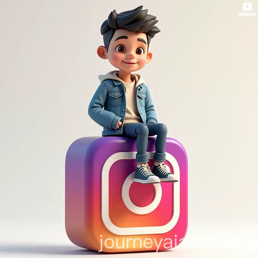 Animated-Character-Relaxing-on-Instagram-Logo
