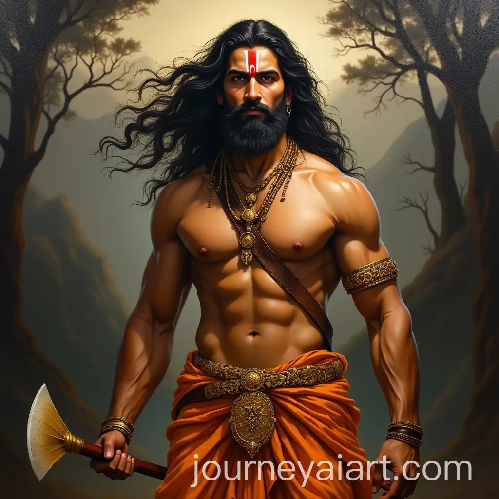 Serene-and-Powerful-Lord-Parshuram-in-Classical-Oil-Painting