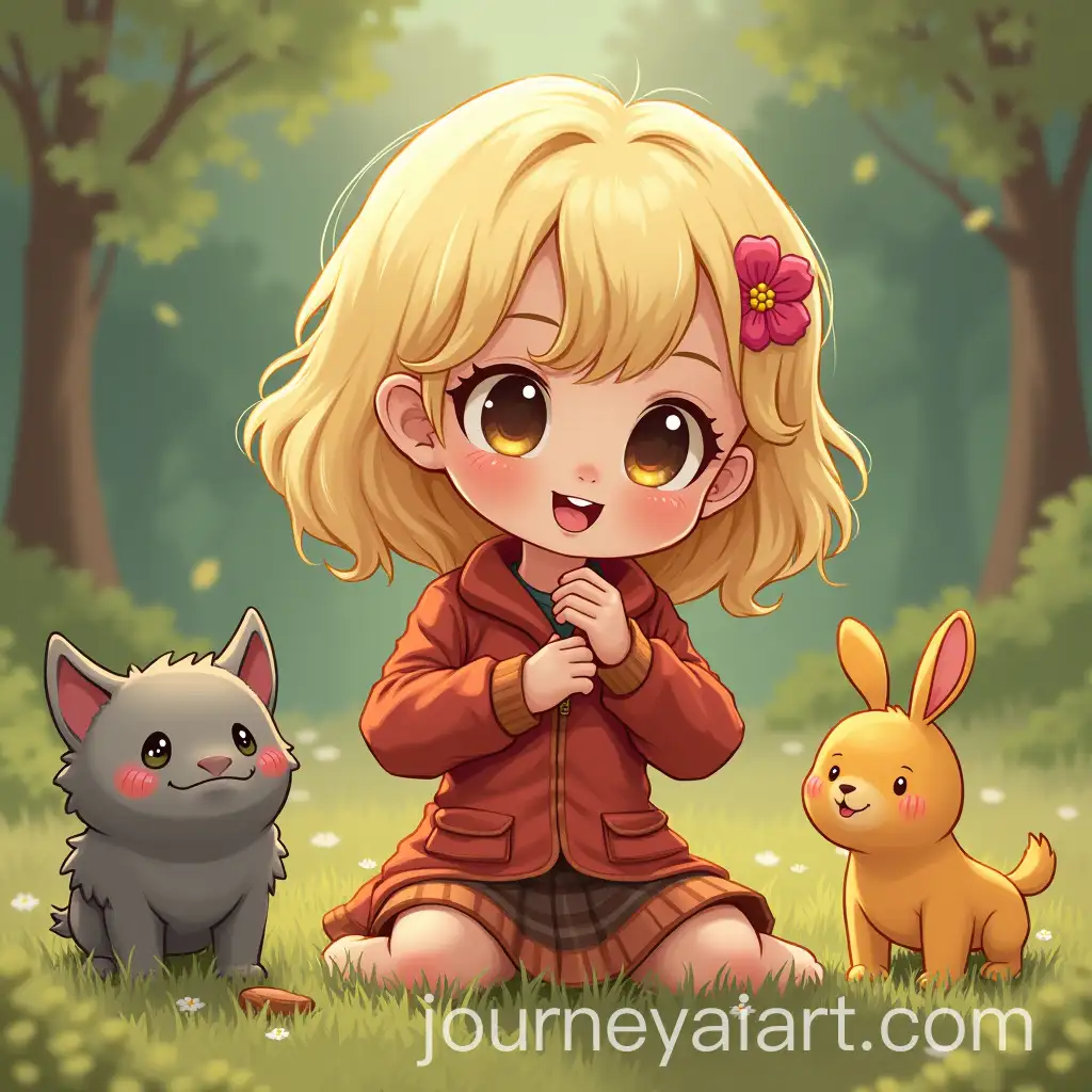 Little-Blonde-Girl-Playing-withAI-Art-Prompt-Expansion-Animals-in-a-Nature-Setting